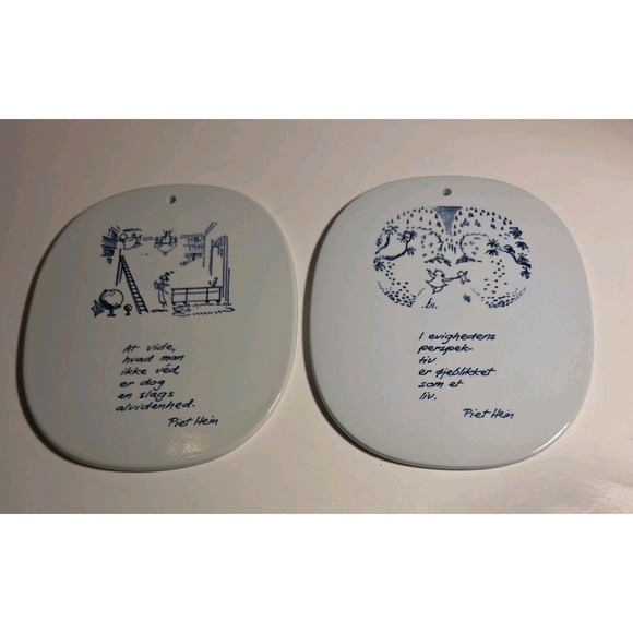Royal Copenhagen Other - Set/2 VTG Royal Copenhagen Denmark Fajance 1941 Piet Hein Poem Plaques (Danish)
